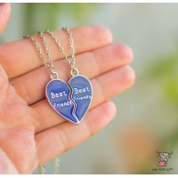 Кулон для двоих друзей "Best Friends. Синий глянец". Цена за 1 комплект